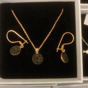 925 Sterling Silver Rose Gold Round Necklace Earrings Set